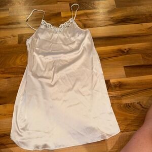 POL Lace Trim Satin Slip Dress Nightie casual Camisole Mini Lingerie S going out